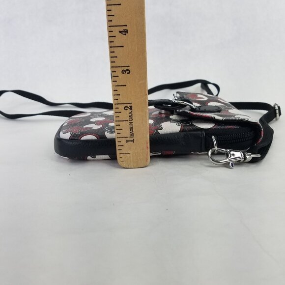 Disney Tech Faux Leather Mini Cell Bag Crossbody Strap Zip Purse Mini Mouse Bows - Picture 13 of 13